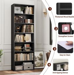 82" Tall Bookshelf, 7-Tier Open Shelves Bookcase
