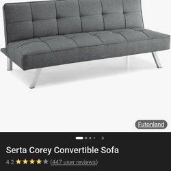 Serta Convertable Corey Sofa Upholstery  3 Pieces  Charcoal ( Full )