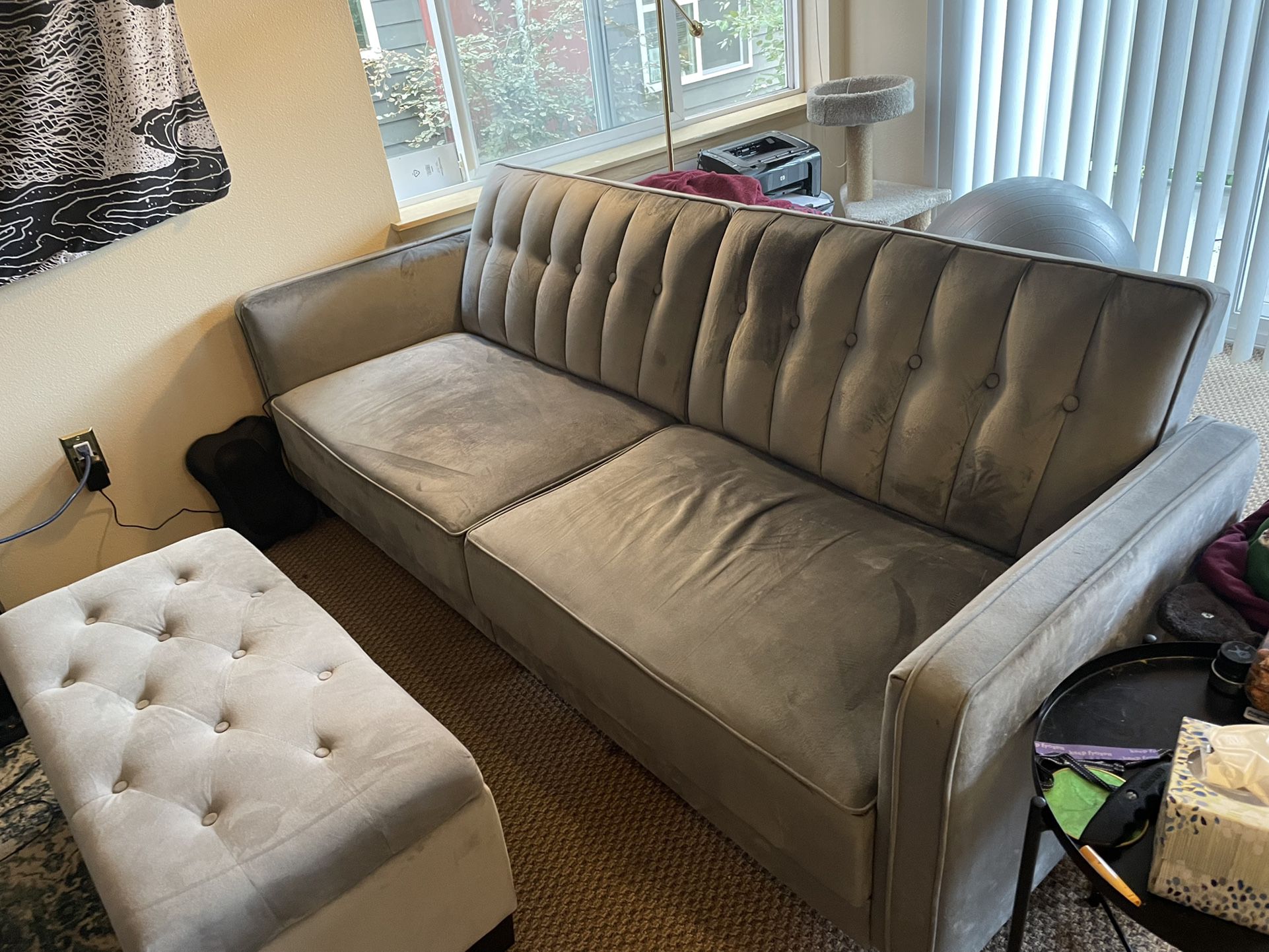 light grey futon couch