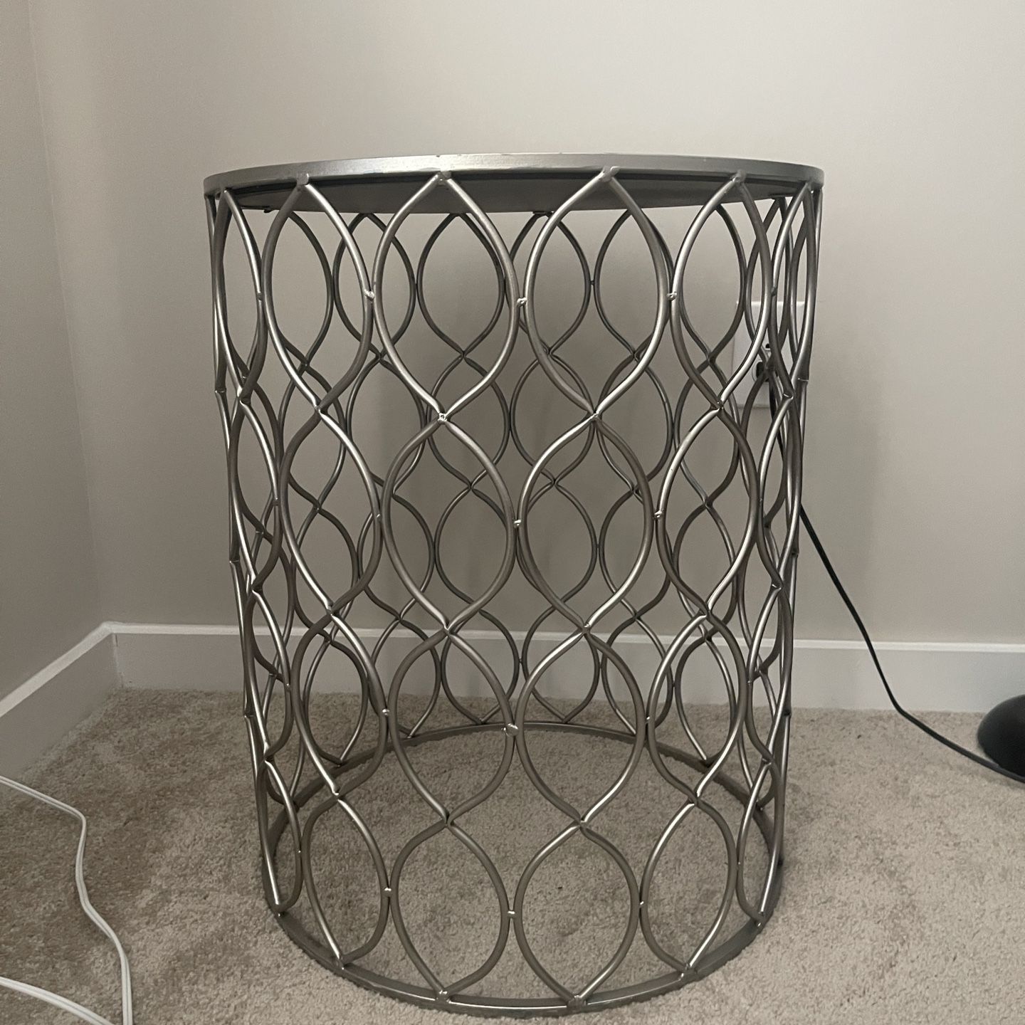 Metallic End Table with Glass Counter