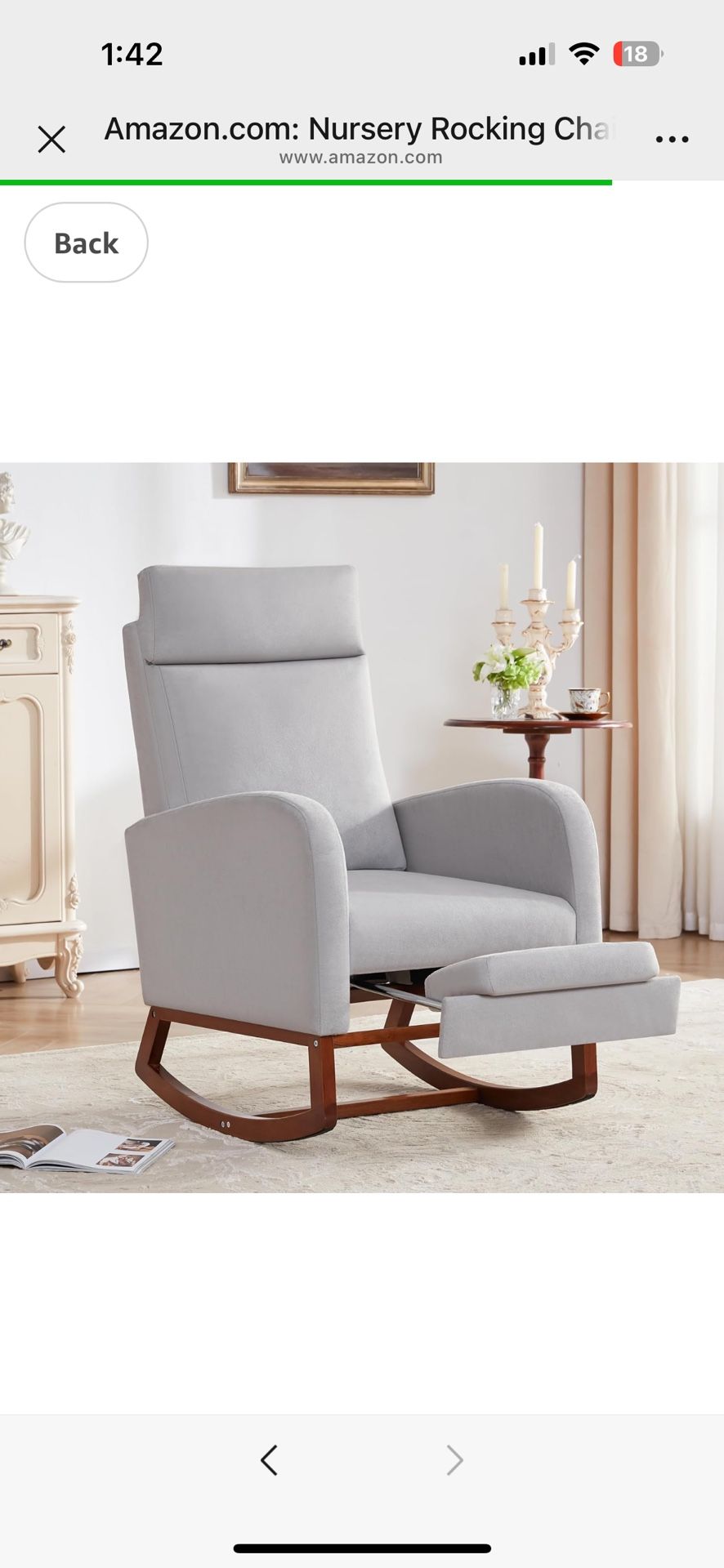 Nursery Rocking Chairs with High Back, Rocking Chair Nursery Chair with Foot Rest, Baby Nursery Glider Rocker, Nursing Chair, Glider Rocking Chair Acc