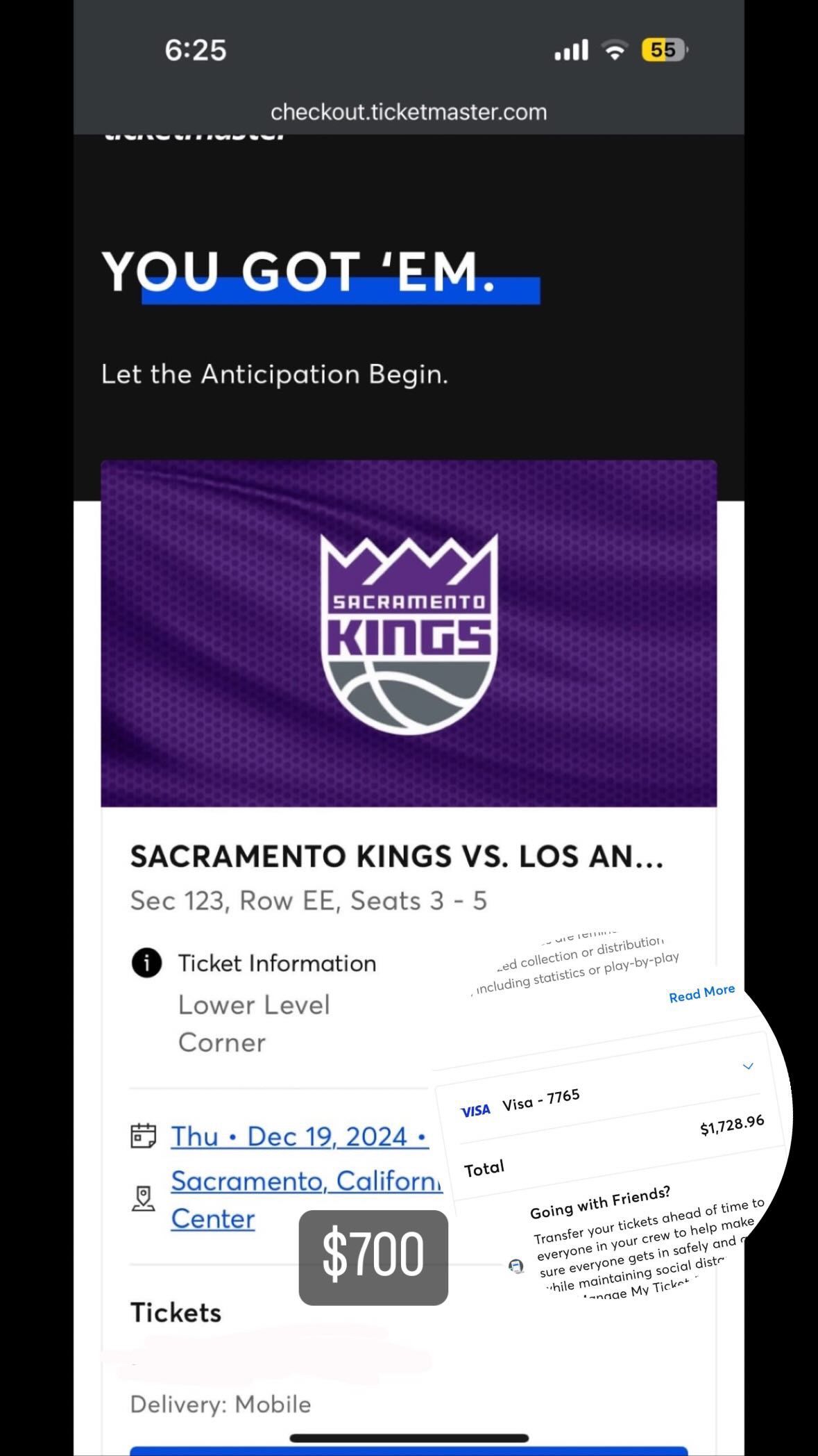 Sacramento Kings vs LA Lakers tickets for cheap