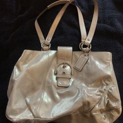 Coach Pewter Handbag With Matching Wallet 