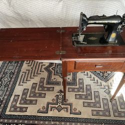 Vintage Antique  Sewing Machine And Table