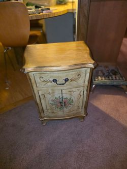 Hand-Painted Floral Accent Cabinet Nightstand