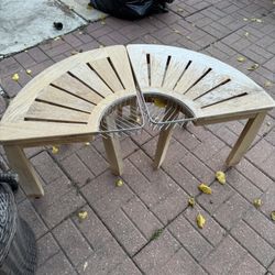 Outdoor Half Round Wood Bench