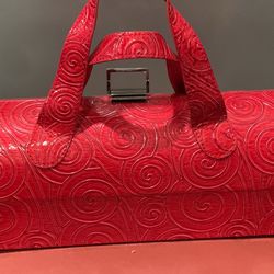 HOT PINK FAUX LEATHER WINE CARRIER HANDBAG BUNDLE