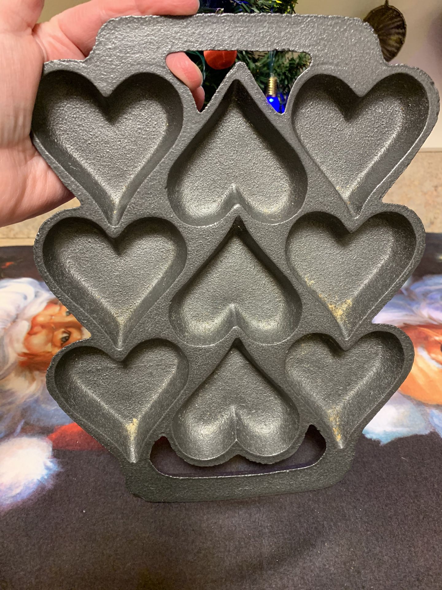 Vintage Cast Iron Muffin Cake Pan Heart Shaped