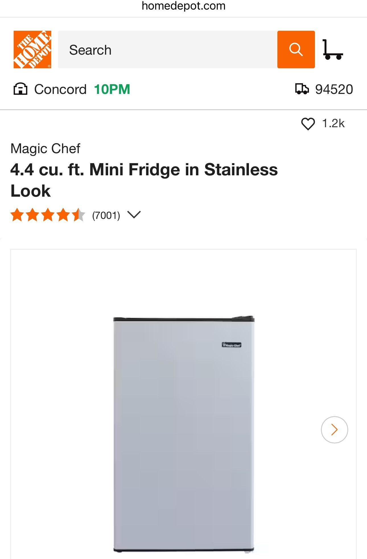 Magic Chef 4.4 Cubic Foot Mini Fridge with Top Freezer