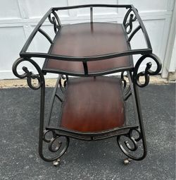 Bombay Co. Naples Tea Cart - Ornate Wrought Iron & Wood