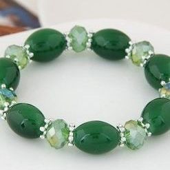 Bold Rhinestone And Crystal Stretch Candy Shape Brown Beads Bracelet