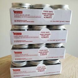 NEW SETS of 6ct Plastic 8oz. Food Safe Mason Jars