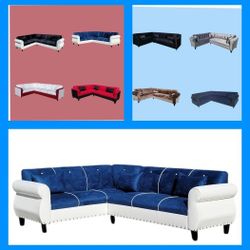 BRAND NEW 7X9FT SECTIONAL SOFA, Velvet Navy FABRIC 