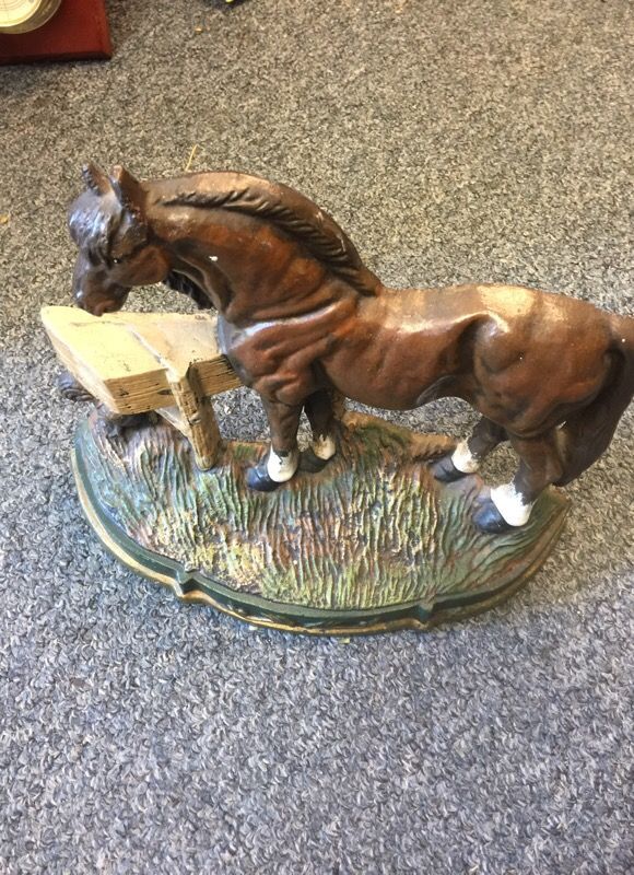 Antique cast iron horse door stopper