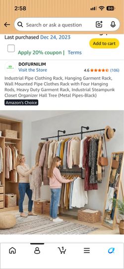 Industrial wall clothes rack