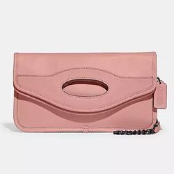  COACH PINK FOLDOVER CUT OUT CLUTCH CROSSBODY