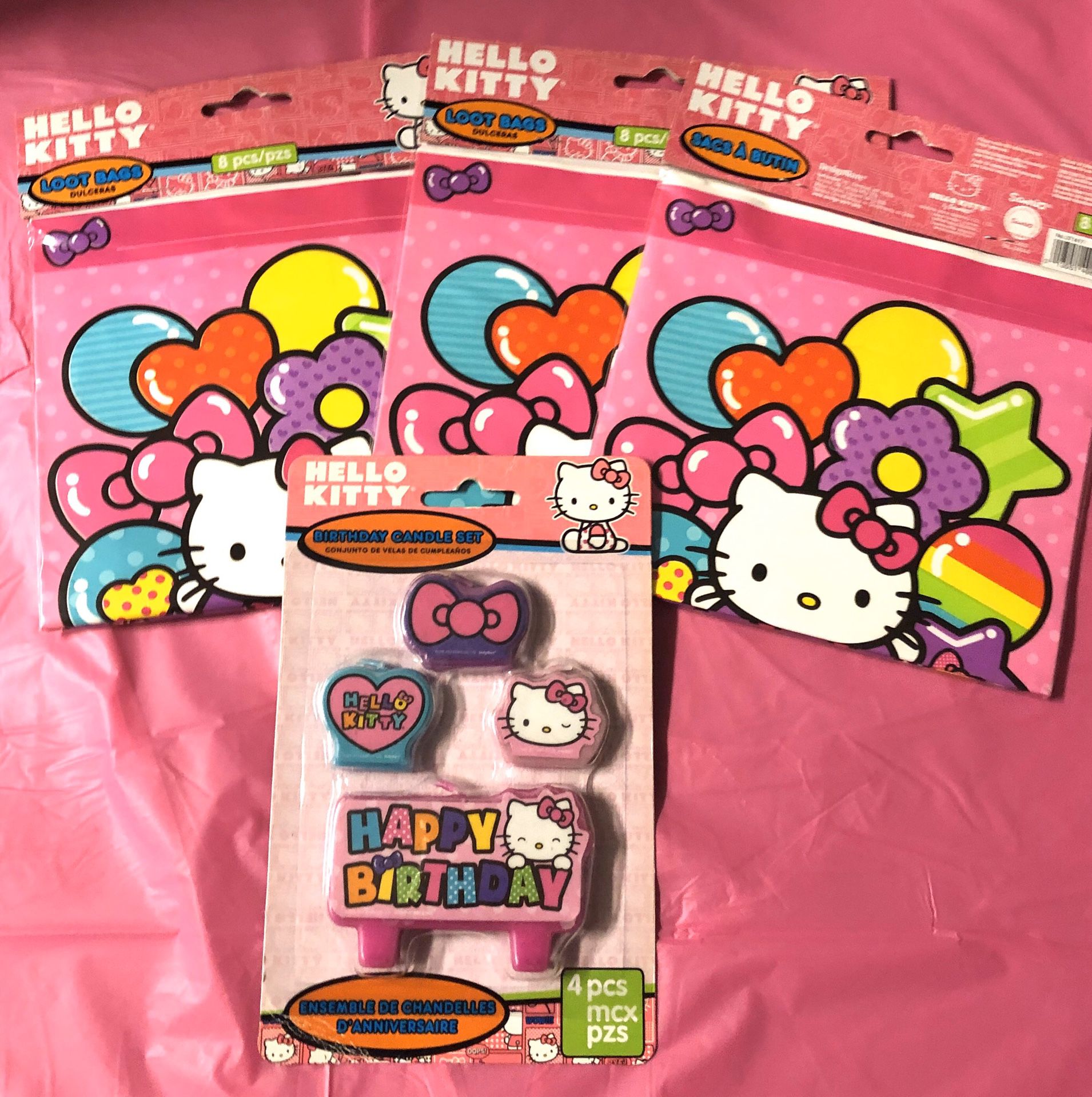 Hello Kitty Treat Bags 24 total & Birthday candle set New