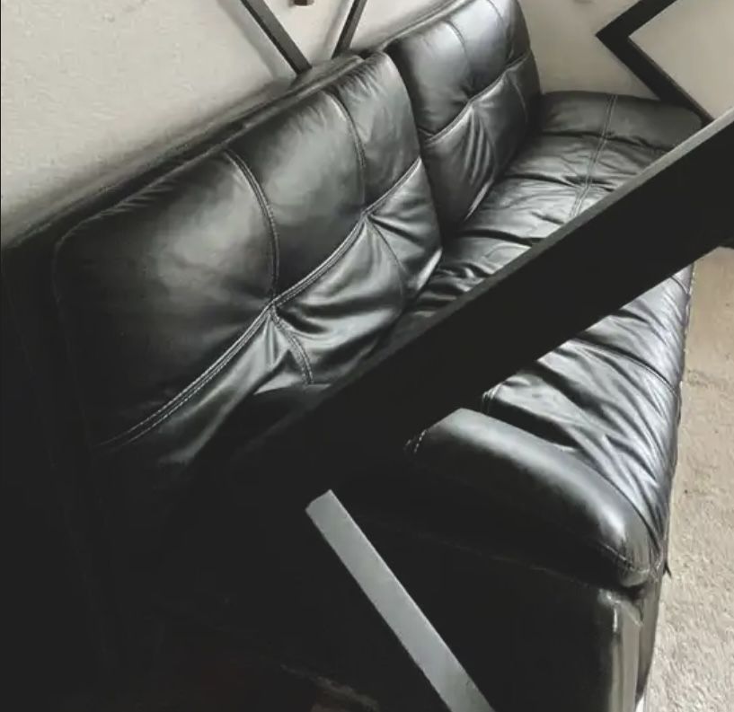 FREE black leather Sofa/futon