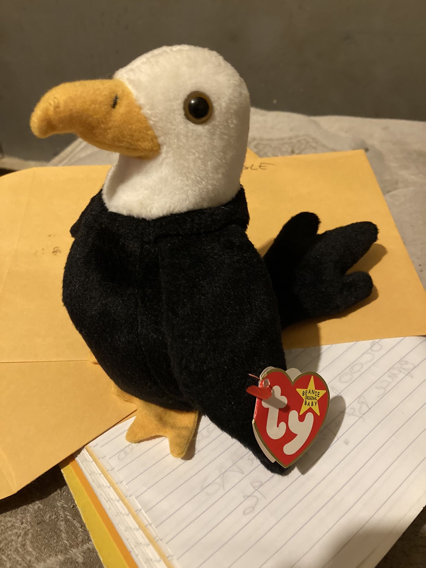 “Baldy” The Eagle Beanie Baby “Rare” PVC Pellets 