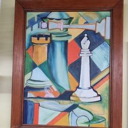 Original Abstract Cubist Chess Painting
