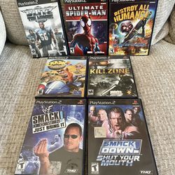 PlayStation 2 - PS2 Game Lot 7 - Ultimate Spider-Man , WWF Smack down 