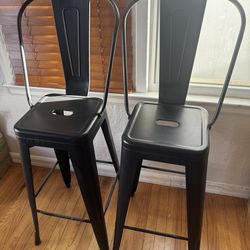 2 Matte Black Metal Barstools- EXCELLENT CONDITION