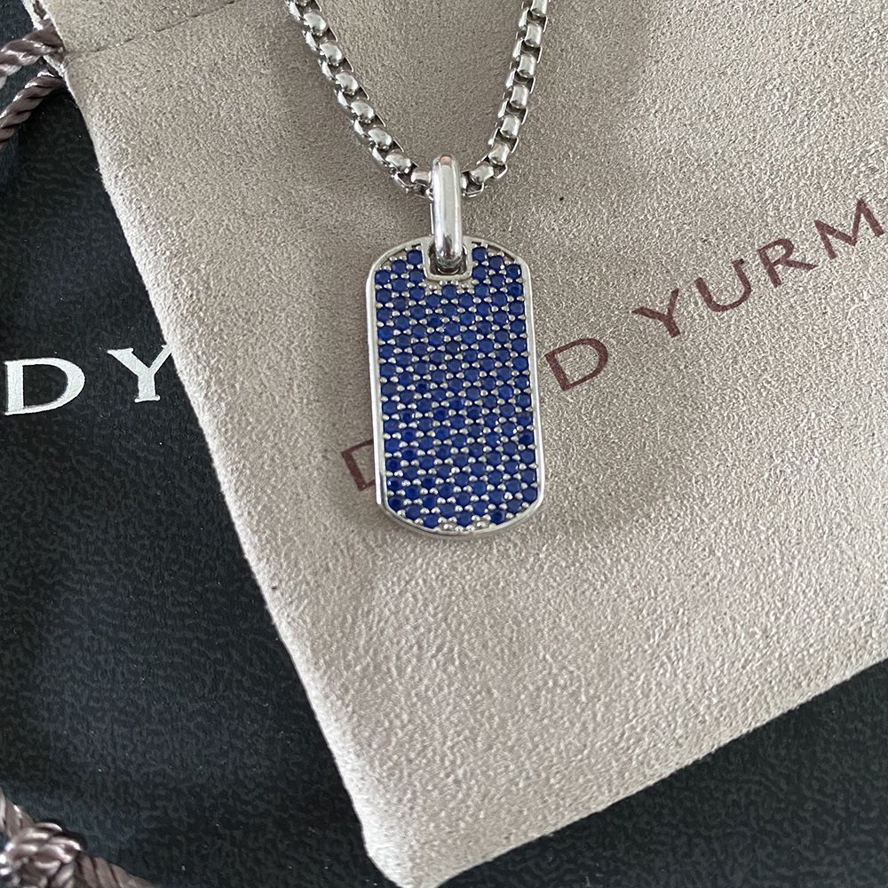 David Yurman 925 Silver Square Pendant Necklace
