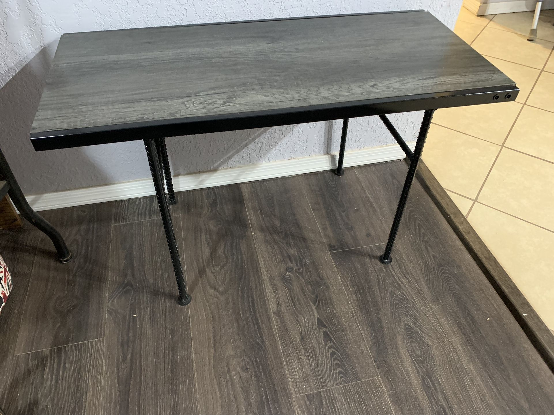 Coffee Table Grey Top, Black Iron Frame