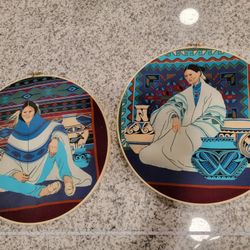 Vintage Native American Pillow Panel Art Hangers Tapestries Set