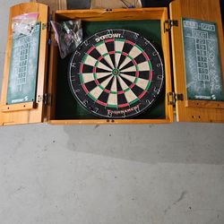 Dart board with wood cadnet