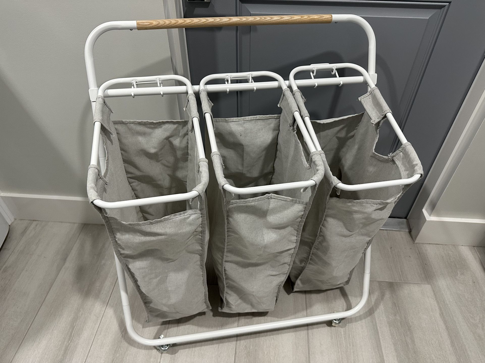 Laundry Basket: Rolling Triple Sorter / Brightroom