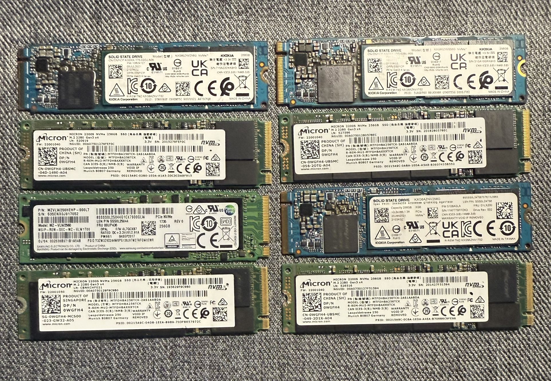 Mixed Brands 256GB NVMe Solid State Drives