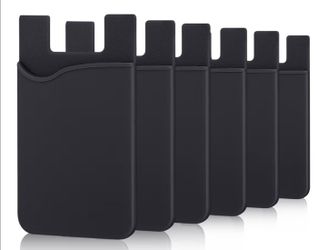 Adhesive Card Holder, 6 Pack Silicone Black
