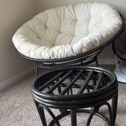 Outdoor Metal Papasan Chair, Base, And Cushion 