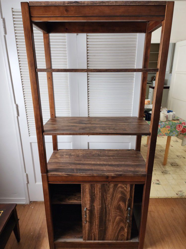 6ft Wood Shelf With Cabinet