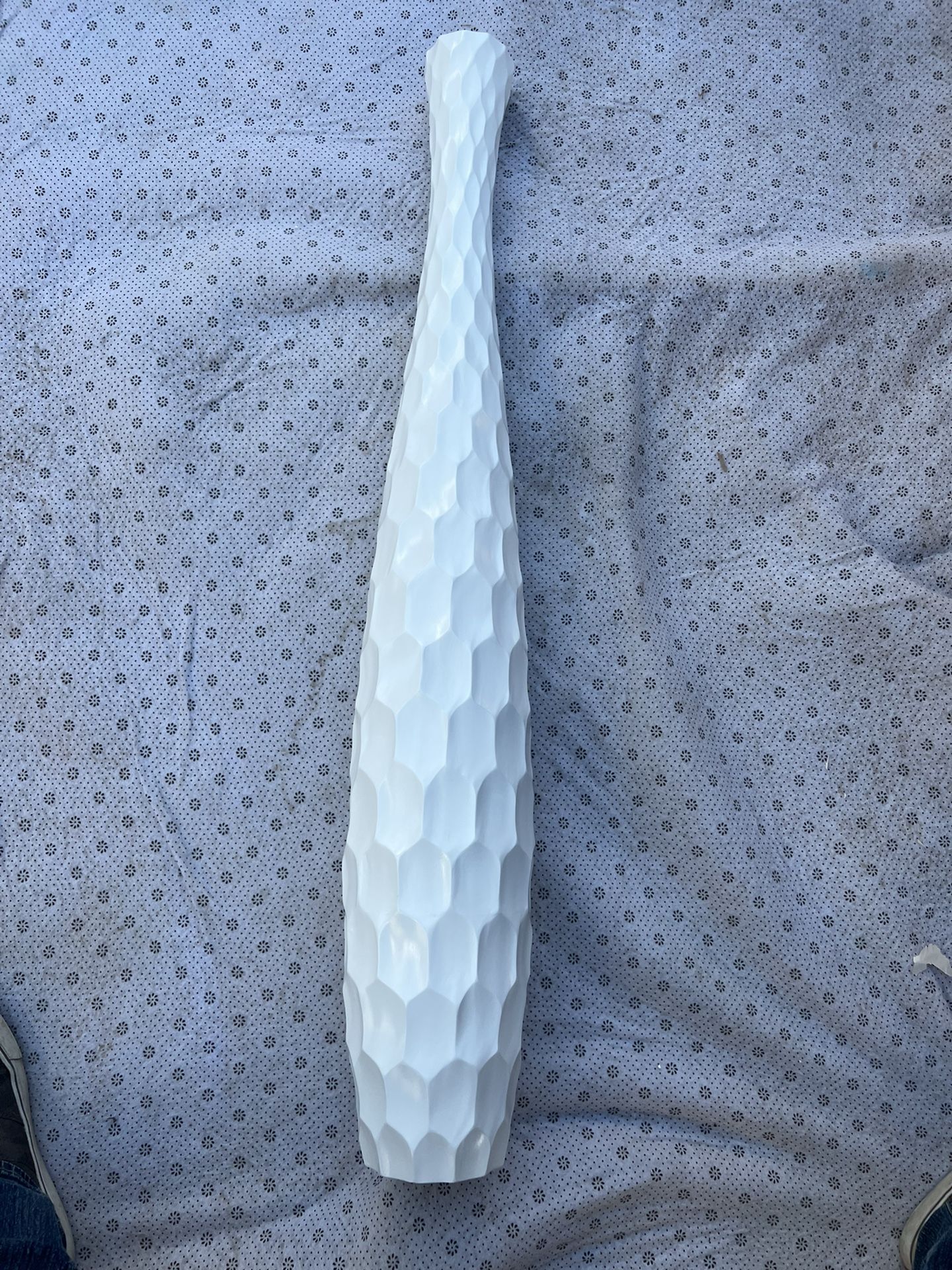 LEEWADEE Large Floor Vase - Handmade Flower Stand Made of Wood, Sophisticated Container for Decorative Branches and Dried Flowers, 43 Inch, White