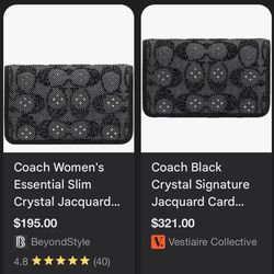 Coach Women's Essential Crystal Signature Jacquard Slim Wallet