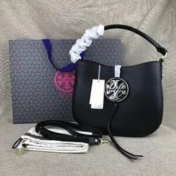 NWT Tory Burch Metal Miller Large Leather Hobo Shoulder Bag BLACK
