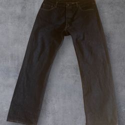 Vintage Levis 501 Jeans Mens 38 Black Denim Button Fly Straight MEX 2000 Y2K 