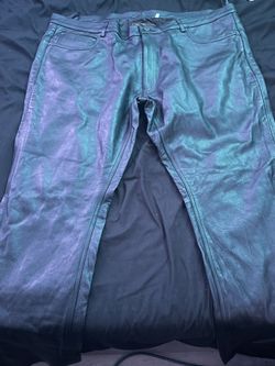 Milwaukee Men Black Leather Jeans