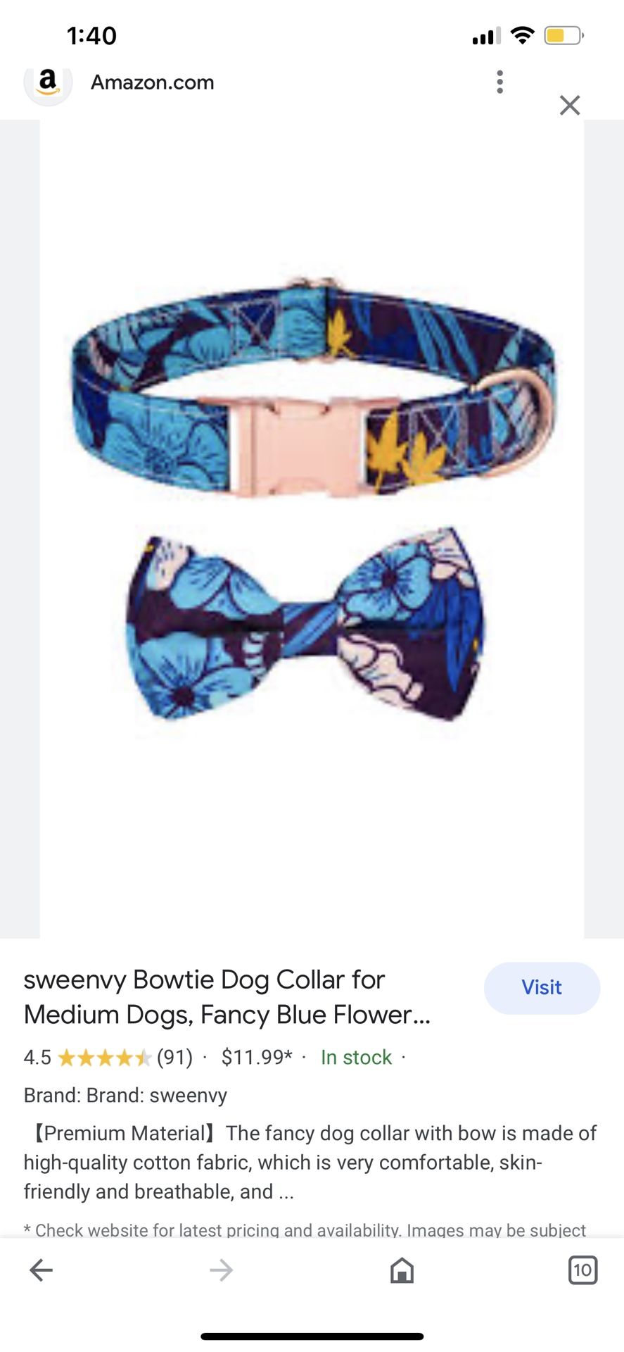 Medium Dog Collar With Bow