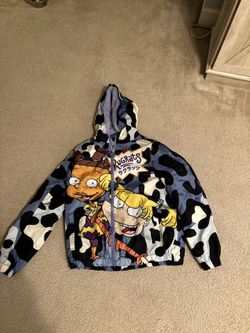 Rugrats Cow Print Zip-Up Hoodie Jacket Vintage