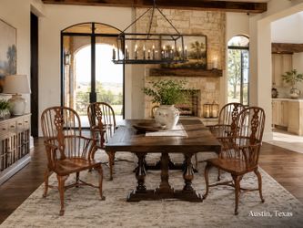 Chairs only Vintage Windsor Arm dinning Chairs in medium light brown Finish