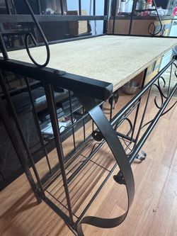 Bakers Rack With Wine Bottle Holder.