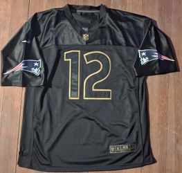 Nike New England Patriots #12 NFL Jersey Size 48 black Gold
