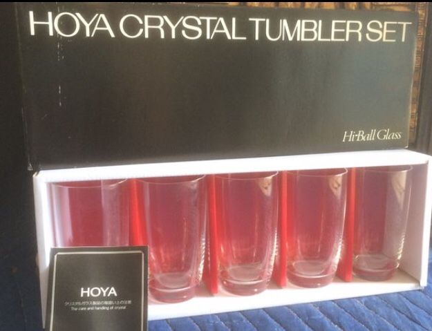 Set of 6 Japanese Collectible Clear High Quality Hoya Crystal Glasses