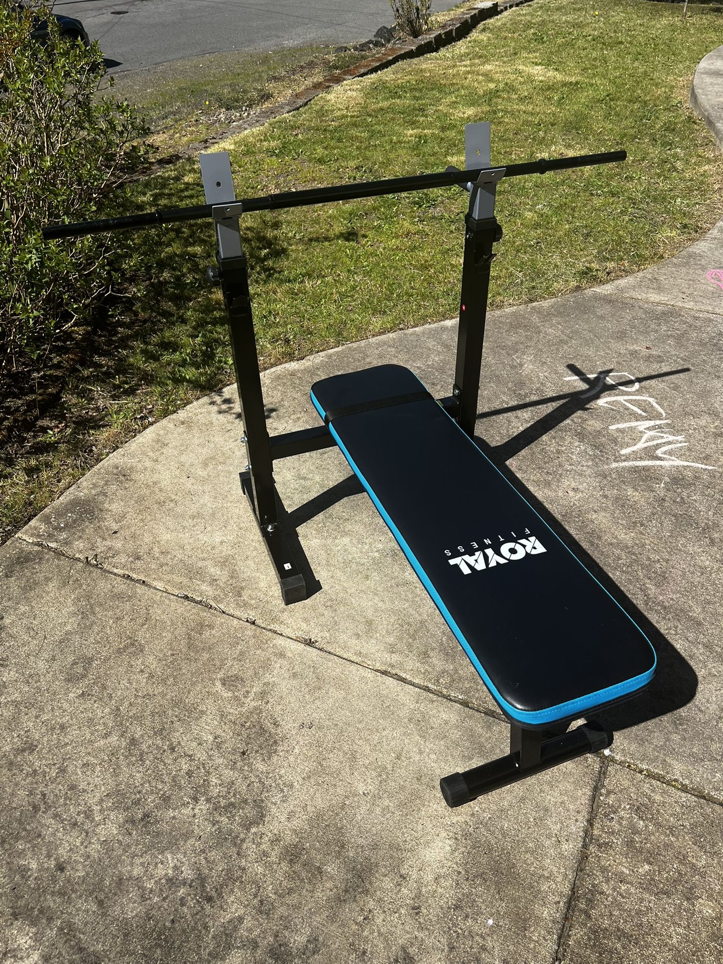 Beginner Workout Bench/Rack Combo and Bar (No Weights)