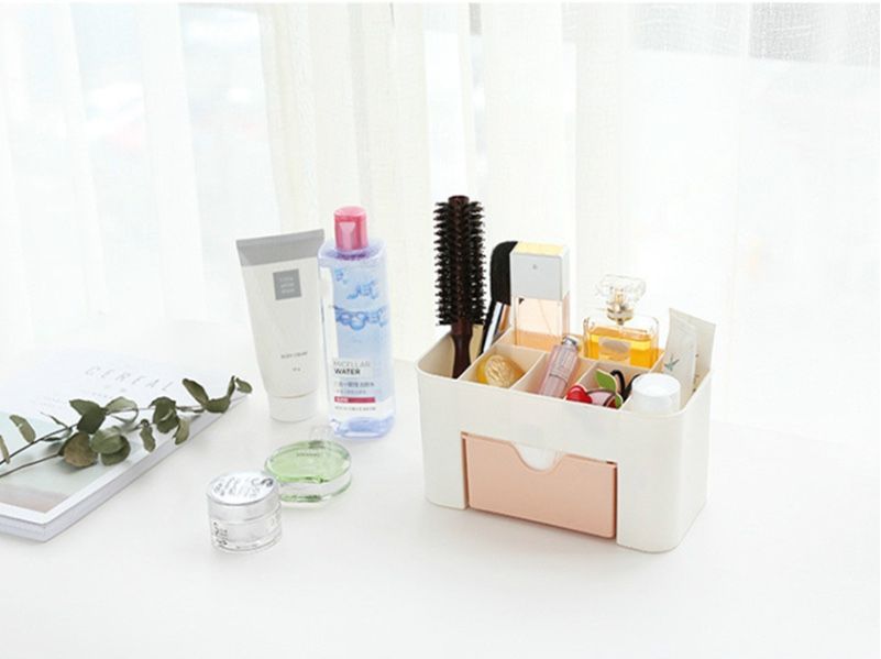 Makeup Organizer Storage Box with Drawer Cotton Swab Stick Storage Case lipstick organizer brush holder makeup Acrylic Plastic