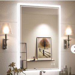 TokeShimi LED Mirror 36 X 24 Inch Lighted Bathroom Mirror Backlit Vanity Mirror With Lights Anti-Fog Dimmable Wall Mounted Makeup Mirror With Front Li