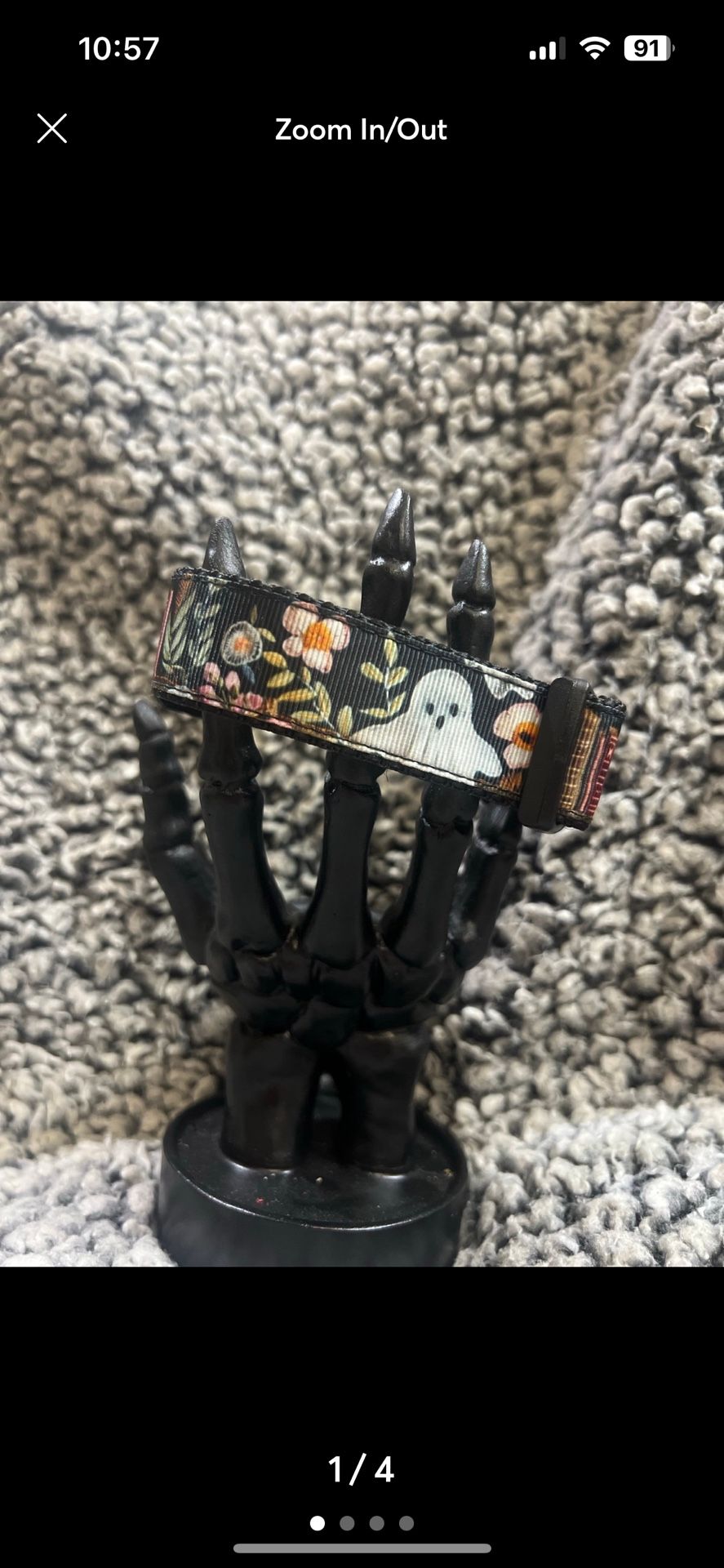 Handmade Library Ghost Dog Collar 